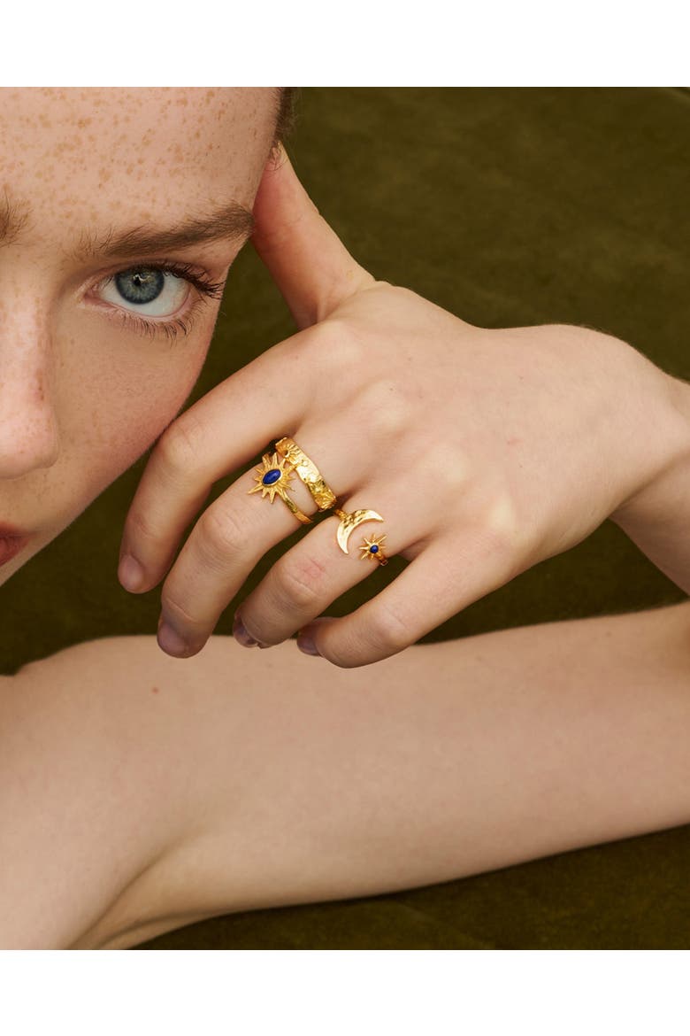 Lapis Moon and Star Stacking Ring, Alternate, color, Gold