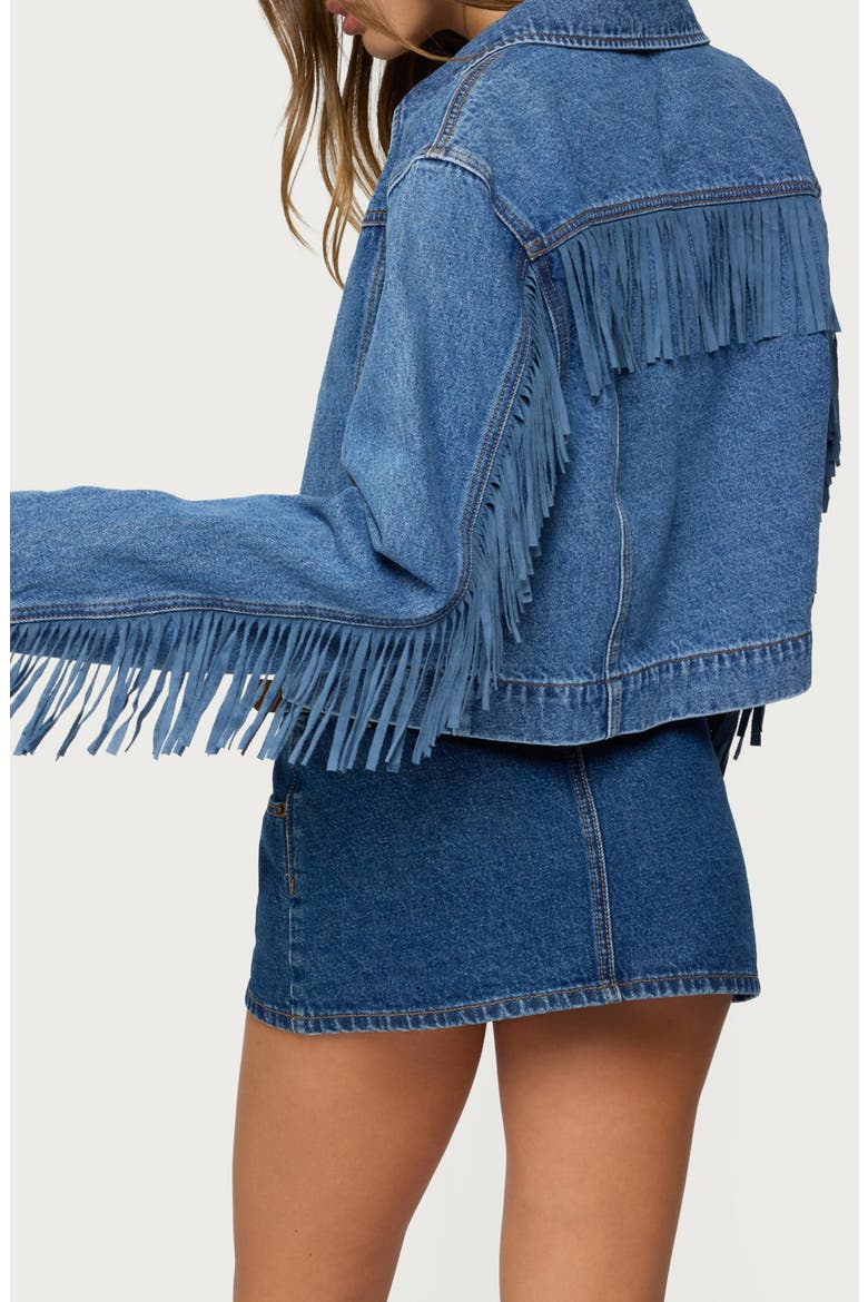 Maurice Fringe Denim Jacket, Alternate, color, BLUE-WASHED