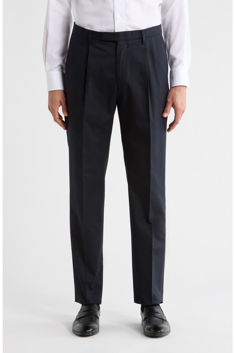 Relaxed Pleated Trousers, Main, color, NAVY