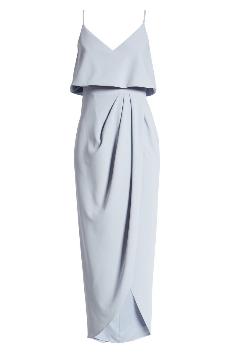 Xscape Evenings Xscape Scuba Crepe Popover Faux Wrap Gown, Alternate, color,