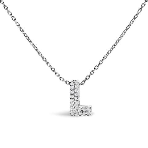 10K Gold Diamond Accent "A-Z" Initial Bubble Pendant Necklace