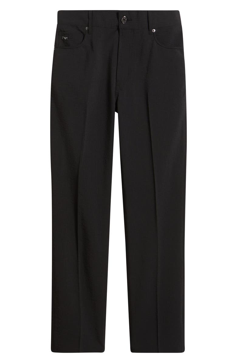 Emporio Armani Five-Pocket Seersucker Pants, Alternate, color, Solid Black