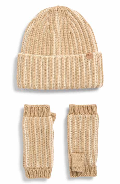 Chunky Plaited Beanie & Fingerless Mittens Set