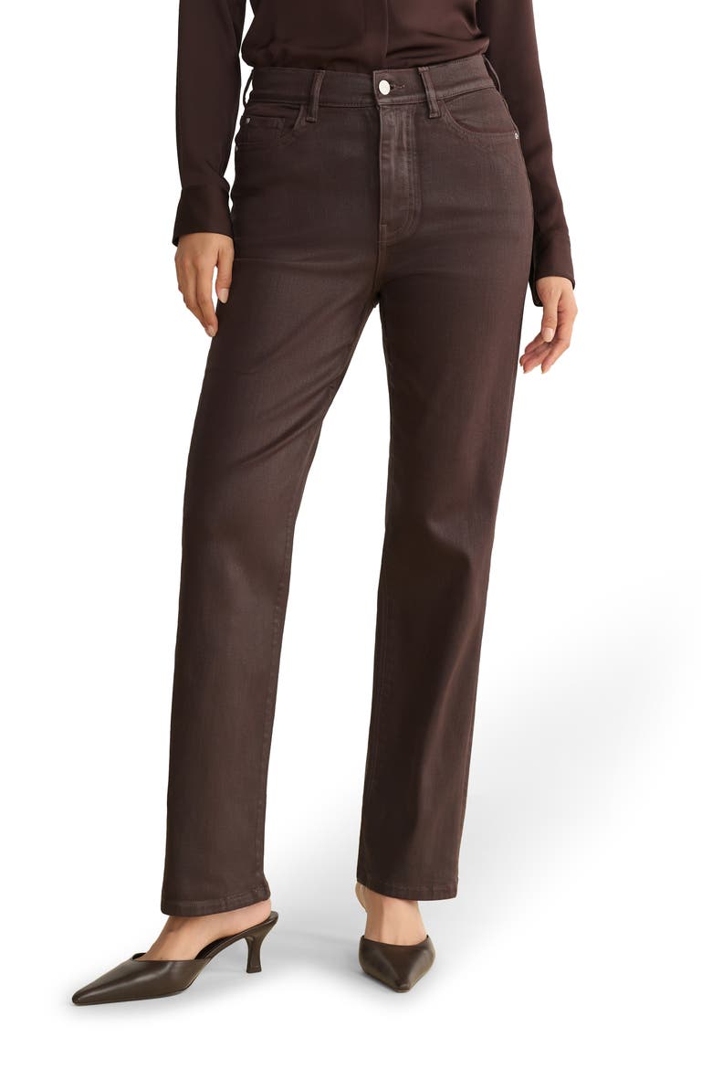 ASE Coated High Waist Straight Leg Jeans, Main, color, COATED AMERICANO