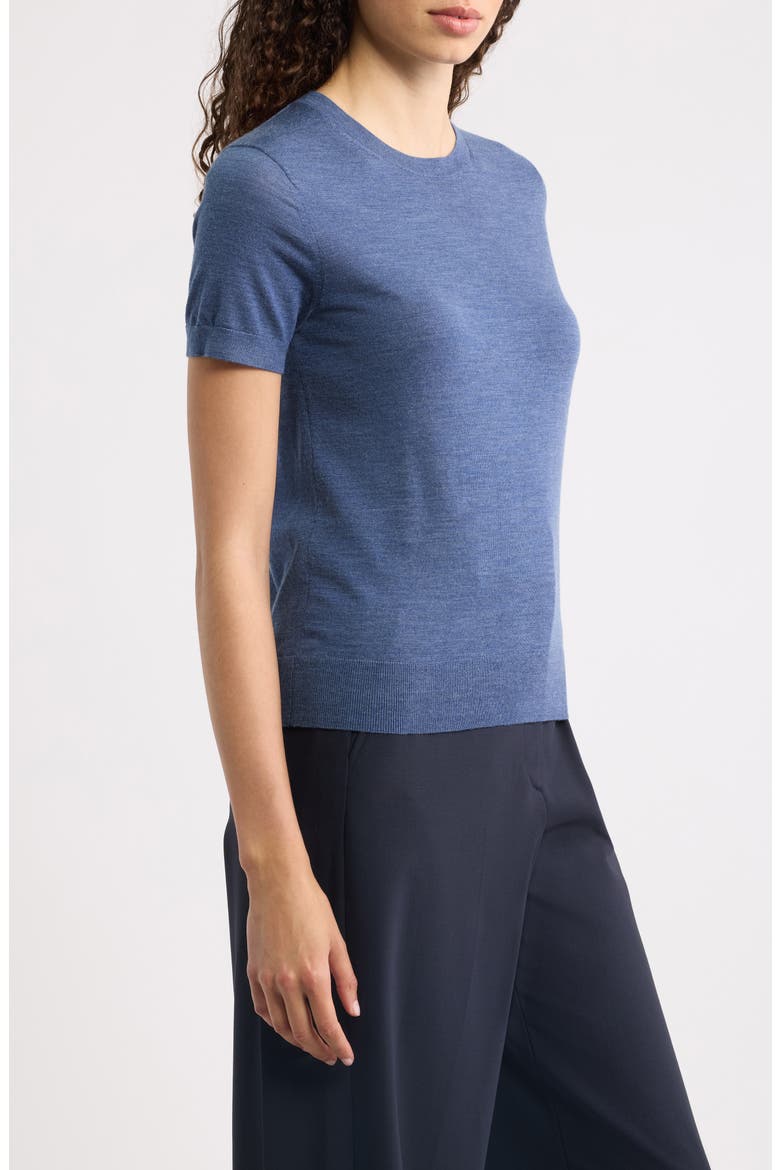Regal Short Sleeve Wool Sweater, Alternate, color, STEEL BLUE MELANGE - ZQS