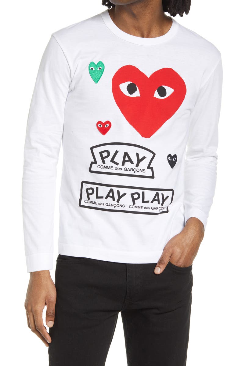 Comme des Garçons PLAY Long Sleeve Graphic Tee, Main, color, 