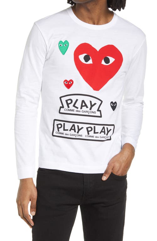 Comme des Garçons PLAY Long Sleeve Graphic Tee in White  product