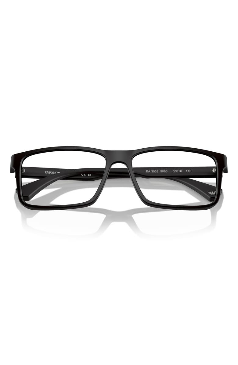 Emporio Armani 54mm Rectangle Optical Glasses, Alternate, color, Rubber Black / Demo Lens