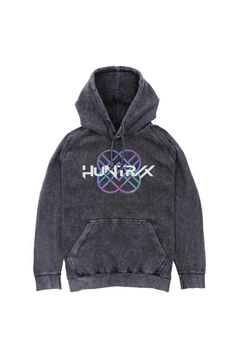 Mens KPop Demon Hunters Huntrix Holographic Logo Lightweight Hoodie, Main, color, Black