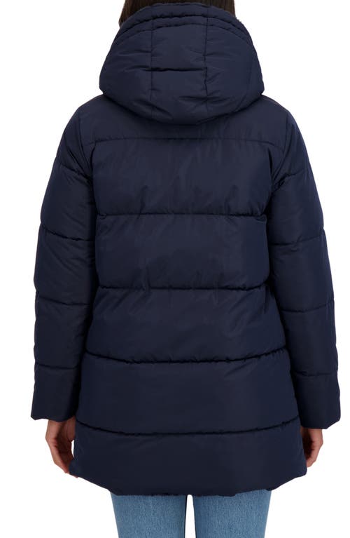 Sebby Faux Fur Reversible Hooded Puffer Jacket In Blue