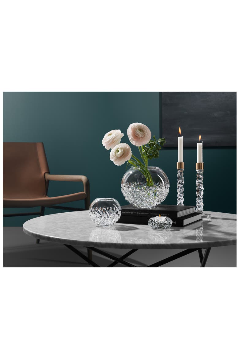 Carat Set of 2 Medium Crystal & Brass Candlesticks, Alternate, color, BRASS