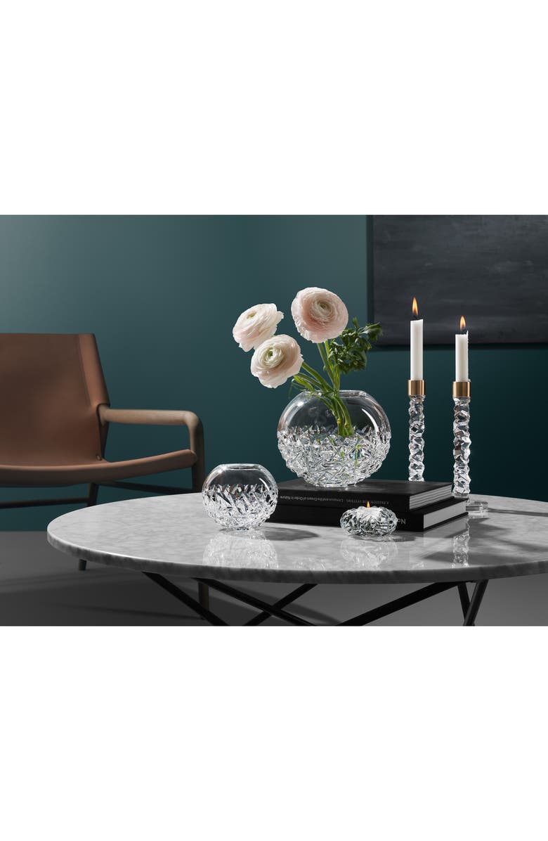 Orrefors Carat Set of 2 Medium Crystal & Brass Candlesticks, Alternate, color, Brass