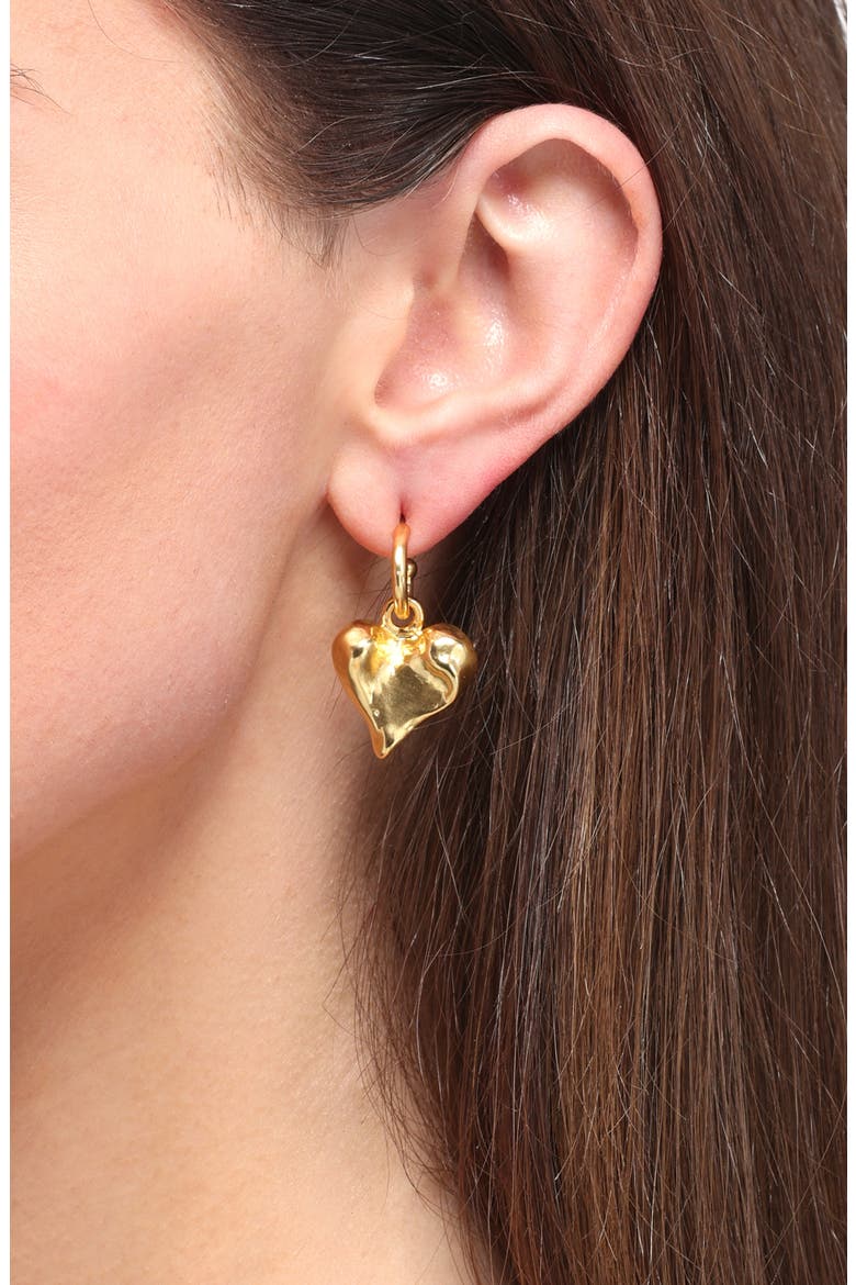 Molten Heart Drop Earrings, Alternate, color, GOLD