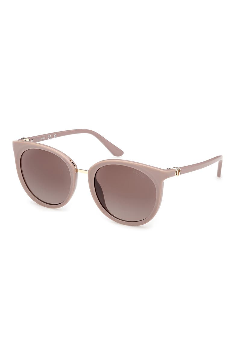 Round Sunglasses, Alternate, color, SHINY BEIGE / GRADIENT BROWN
