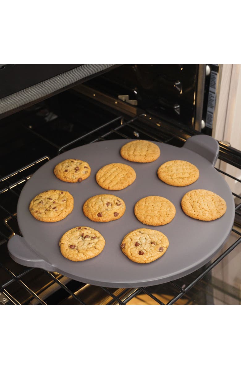 Old Stone Glazed Cordierite Pizza Stone With Handles, 13-Inch, Alternate, color, Grey