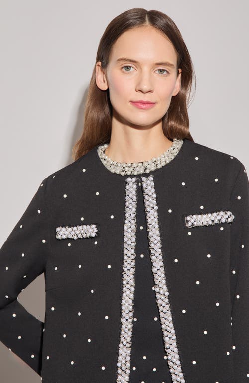 Ming Wang Deco Embellished Stretch Crepe Jacket In Black