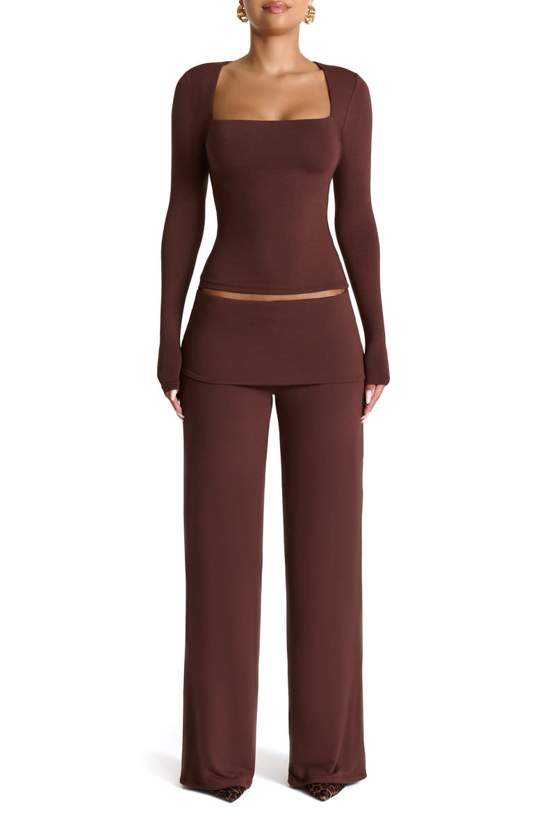 Square Neck Crop Top, Alternate, color, CHOCOLATE