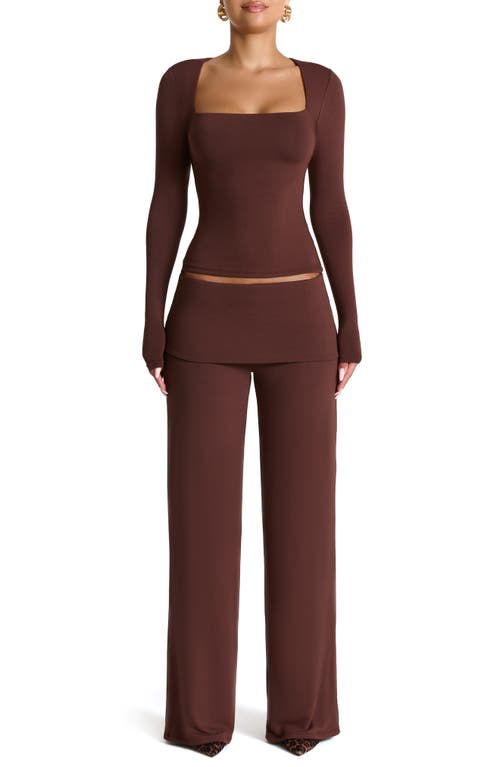 Naked Wardrobe Square Neck Crop Top In Brown