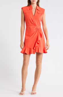 Cinq à Sept Zenni Ruffle Sleeveless Wrap Dress