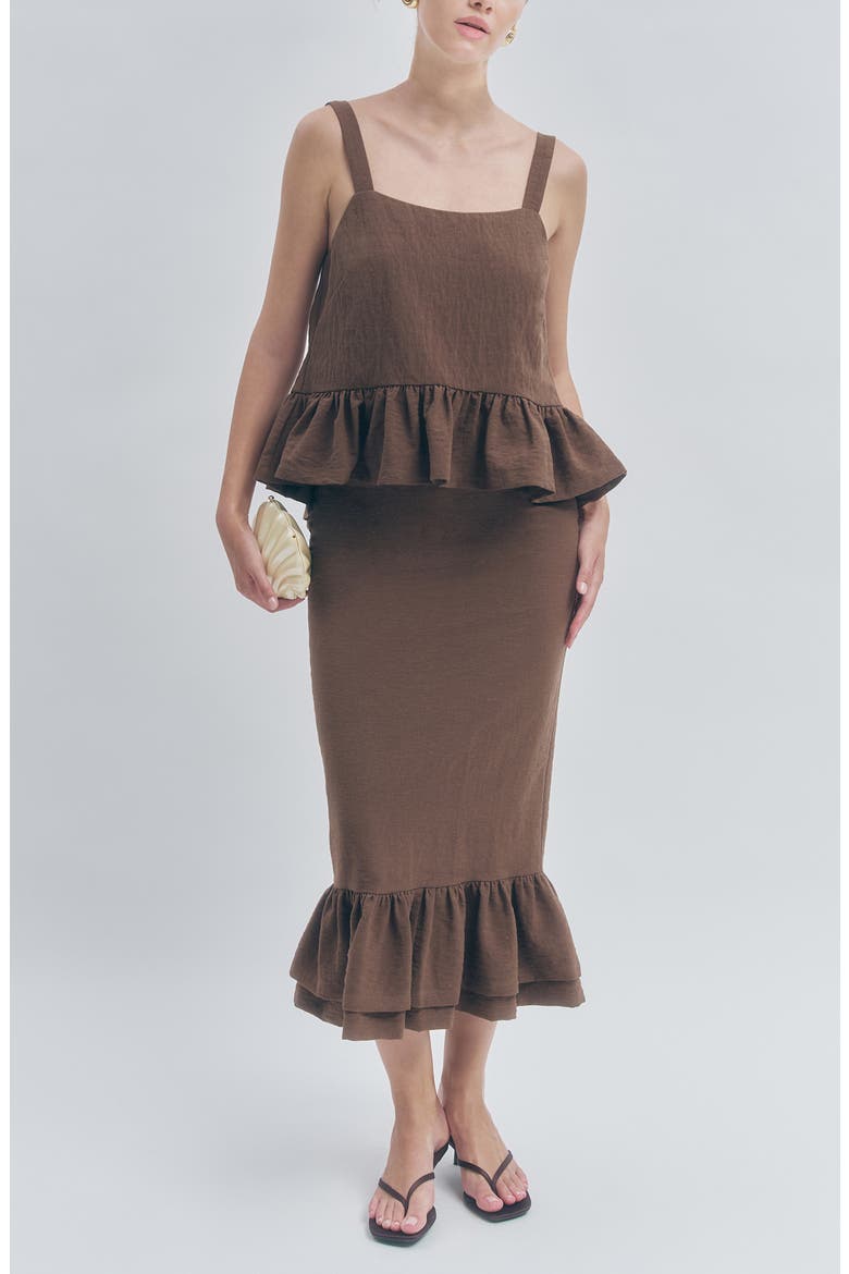 Tennessee Midi Skirt, Alternate, color, BROWN