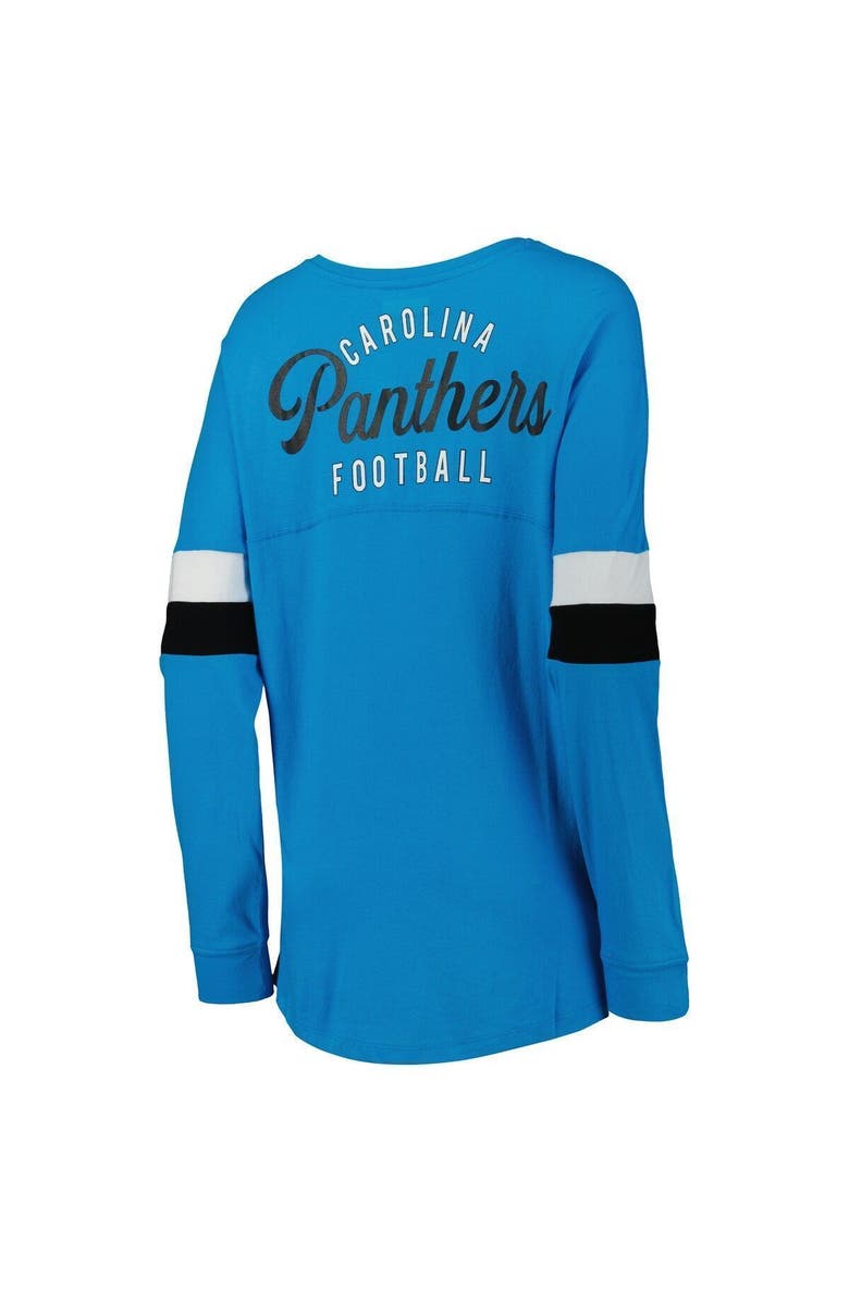 New Era Women's New Era Blue Carolina Panthers Athletic Varsity Lace-Up Long Sleeve T-Shirt, Alternate, color, Blue