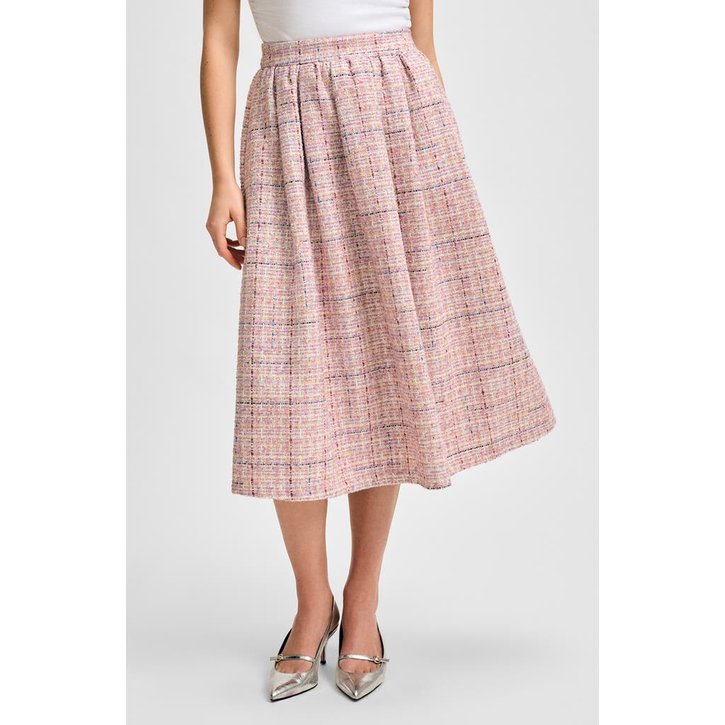 Isaac Mizrahi New York Tweed Midi Skirt In Multi