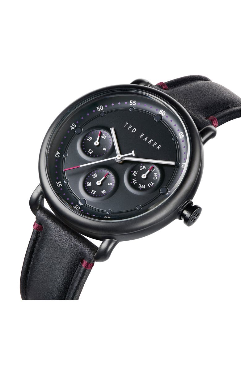 Ted Baker London Ivybird Multifunction Leather Strap Watch, 43mm, Alternate, color,