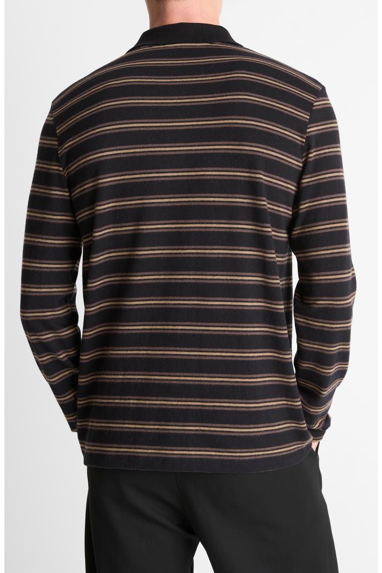 Striped Long Sleeve Jersey Polo, Alternate, color, BLACK COMBO