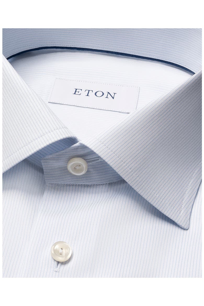 Contemporary Fit Pinstripe Cotton Twill Dress Shirt, Alternate, color, LIGHT BLUE