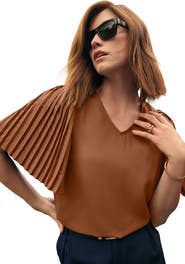 Jessica London Pleated Sleeve Georgette Blouse