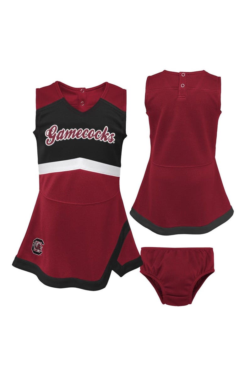 Outerstuff Girls Toddler Garnet/Black South Carolina Gamecocks Two-Piece Cheer Captain Jumper Dress & Bloomers Set, Main, color, Garnet