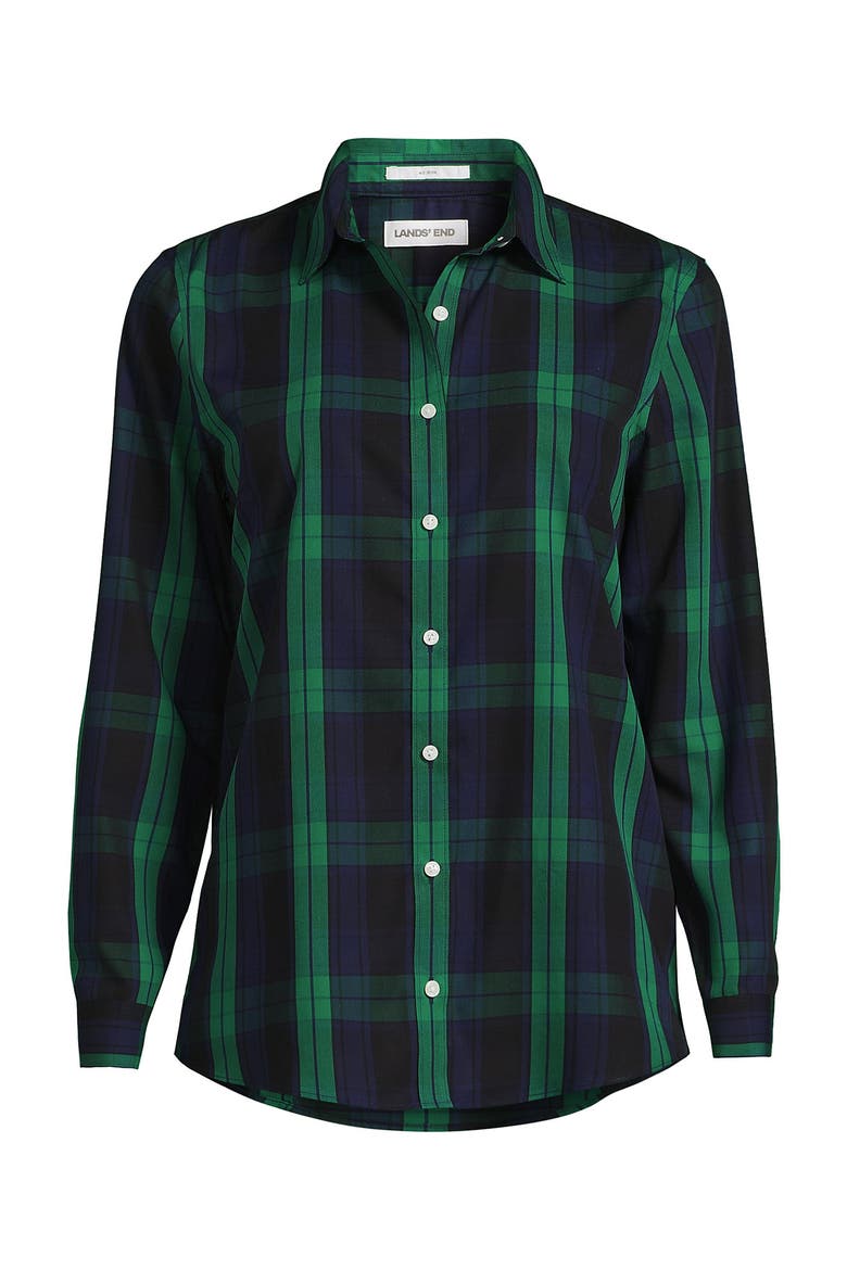 No Iron Supima Cotton Long Sleeve Shirt, Alternate, color, Rich Clover/Navy Plaid