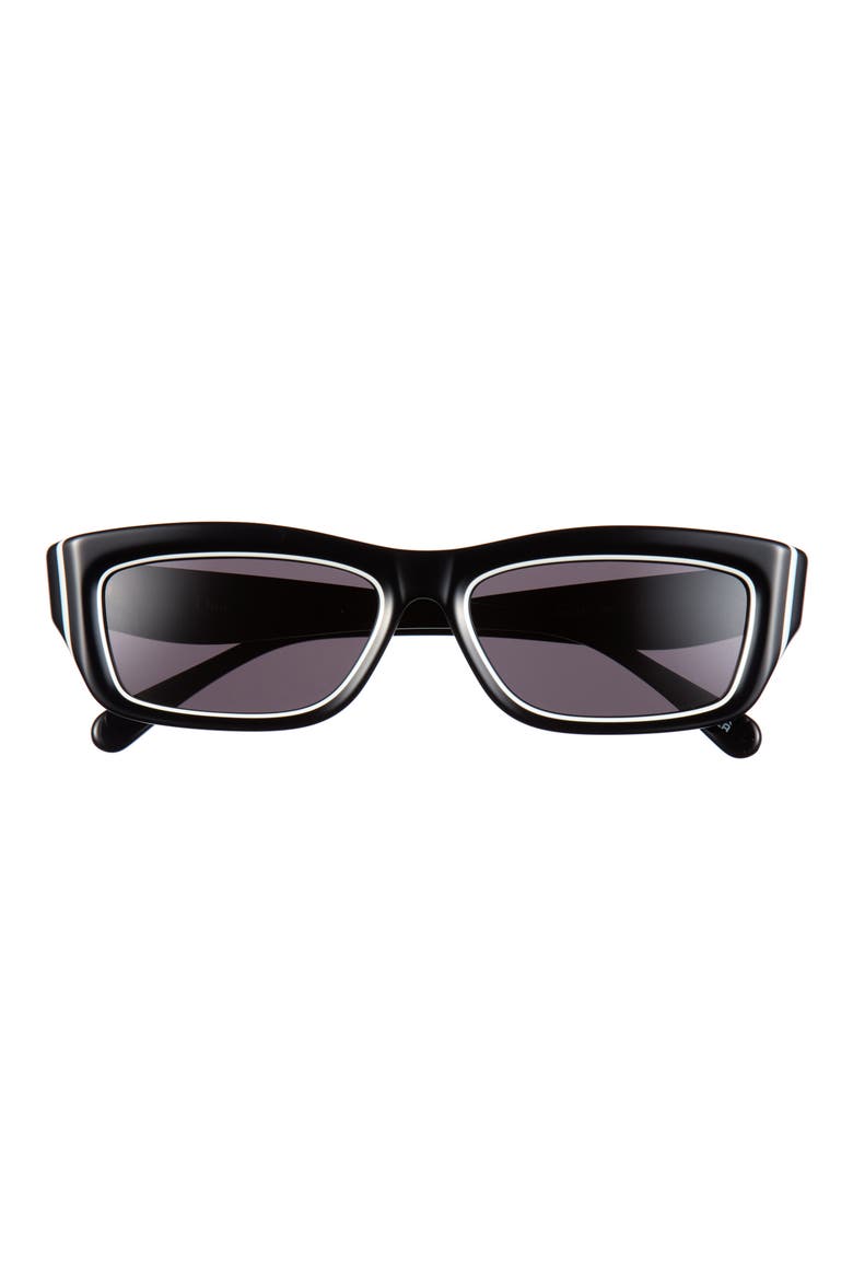 'Dior Pop S1I 56mm Rectangular Sunglasses, Main, color, SHINY BLACK / SMOKE