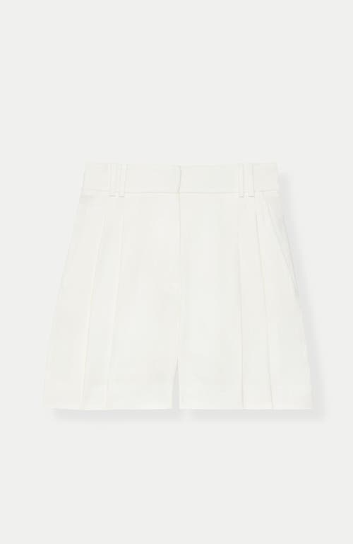 Another Tomorrow Pleated Linen Shorts In White