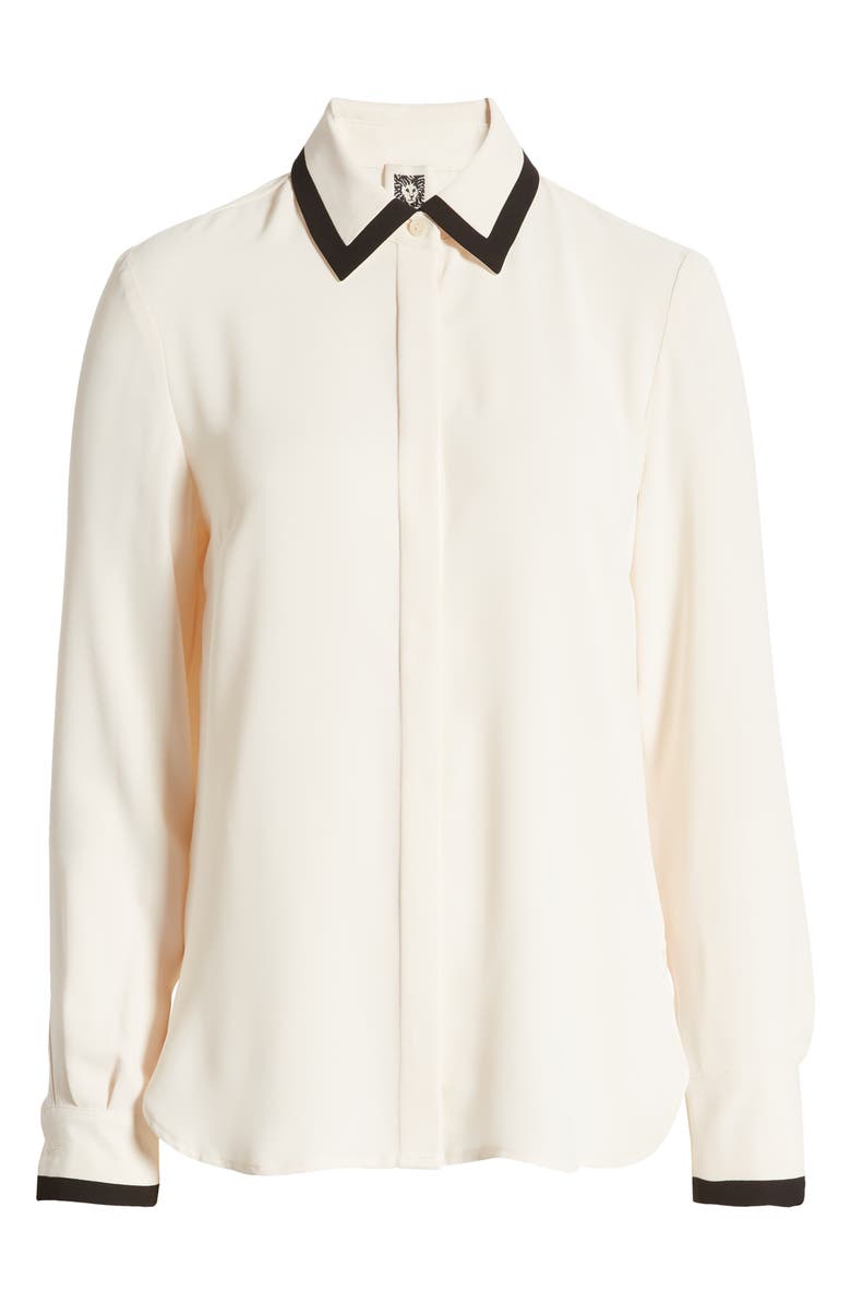 Anne Klein Tipped Button-Up Shirt, Alternate, color, 