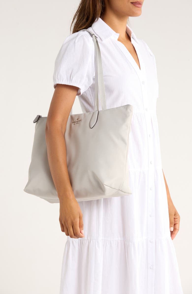 Kate Spade New York packable tote with zip pouch, Alternate, color, Platinum Grey