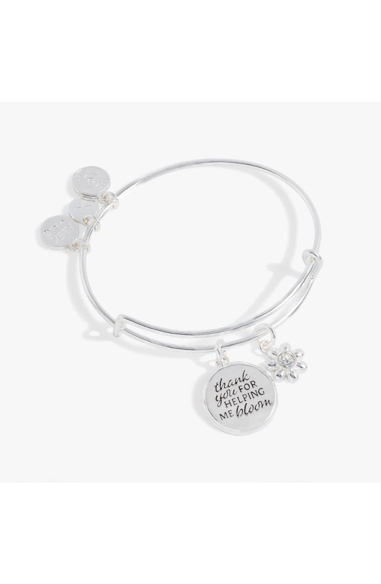 Alex and Ani Thank You For Helping Me Bloom' Charm Bangle, Main, color, Silver