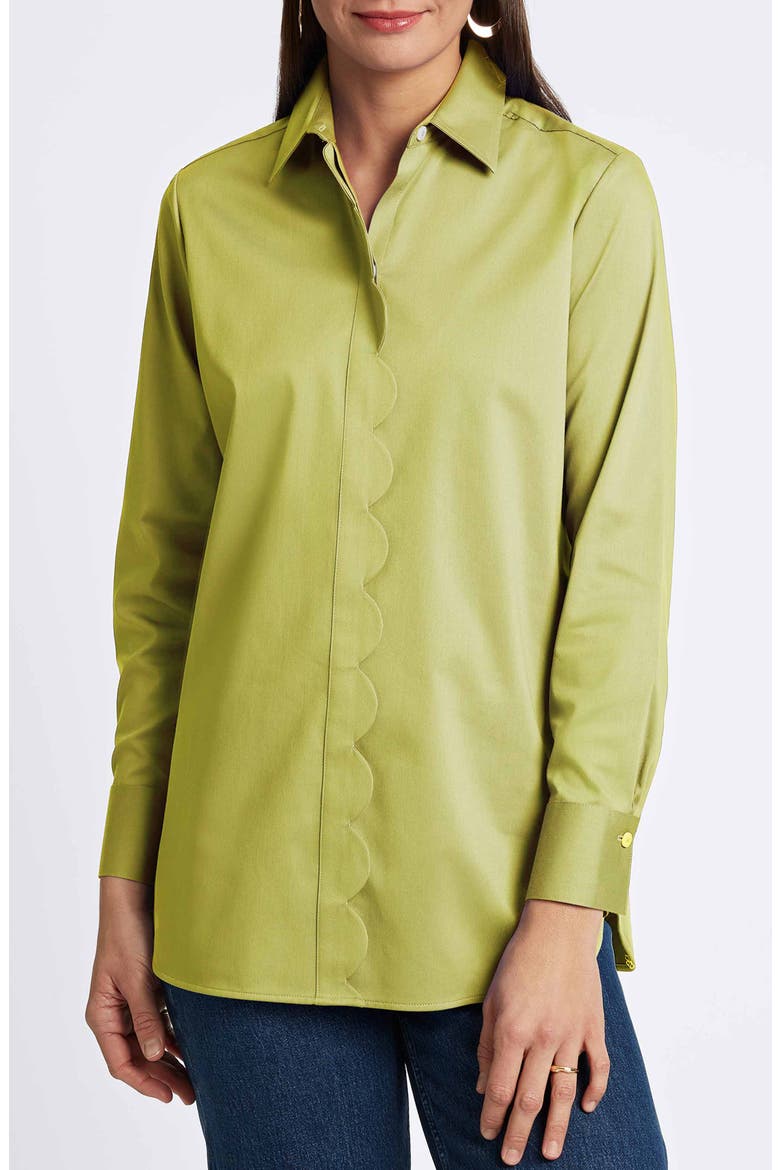 Layla Sateen Button-Up Shirt, Main, color, CHARTREUSE