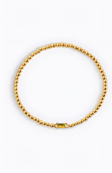 Gold Beaded Birthstone Bracelet