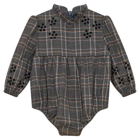Long Sleeve Woven Plaid Bubble Romper (Baby)