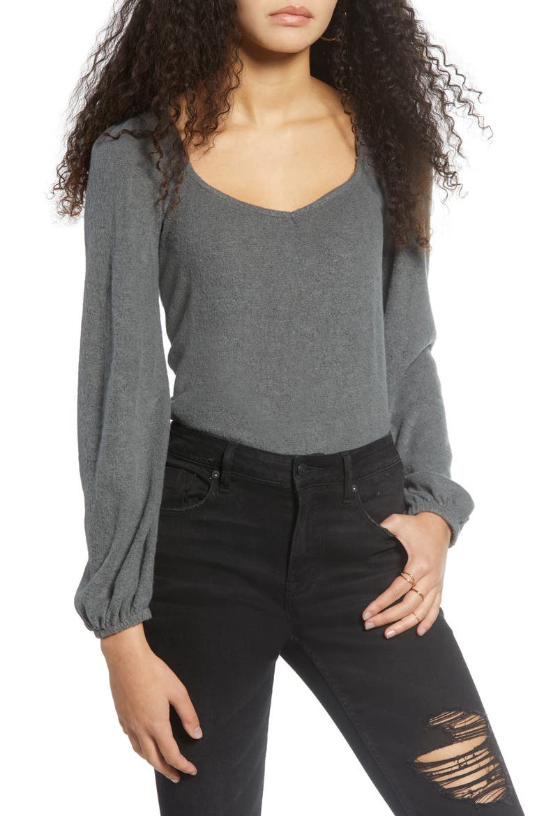 Long Sleeve Top, Main, color, CHARCOAL