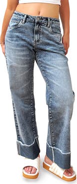 HINT OF BLU Cuffed Ankle Wide Leg Jeans