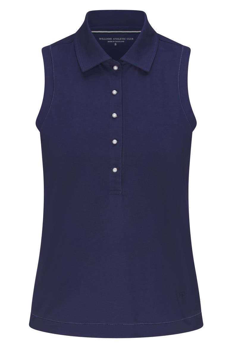 Val Sleeveless Polo with Imitation Pearl Buttons, Alternate, color, LEGACY NAVY