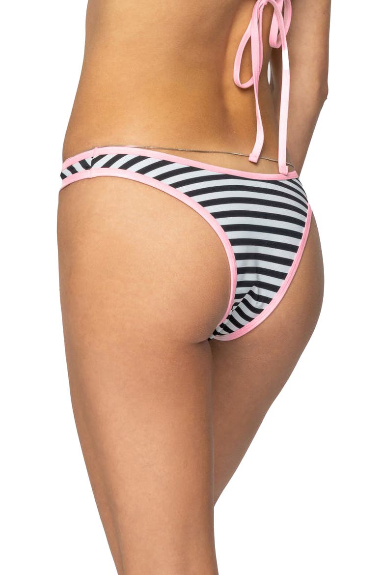 Jayla Stripe Bikini Bottoms, Alternate, color, BLACK-AND-WHITE