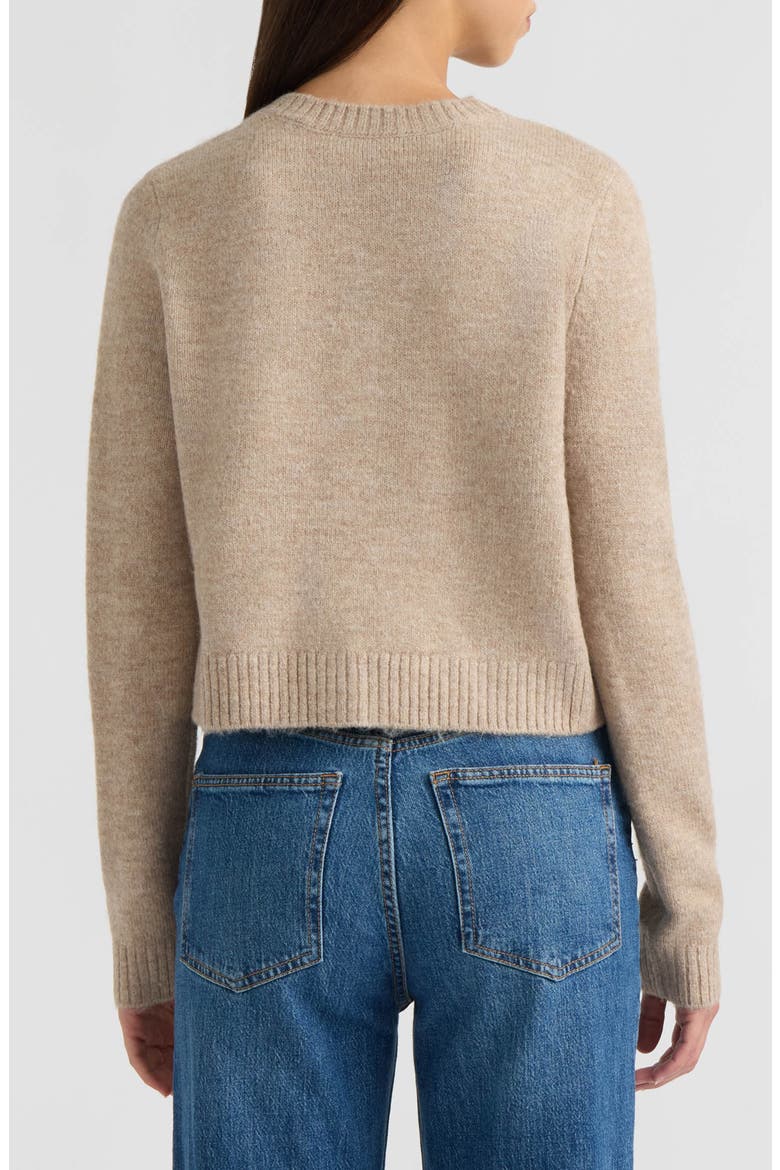 Embroidered Crewneck Cardigan, Alternate, color, TAUPE MIX