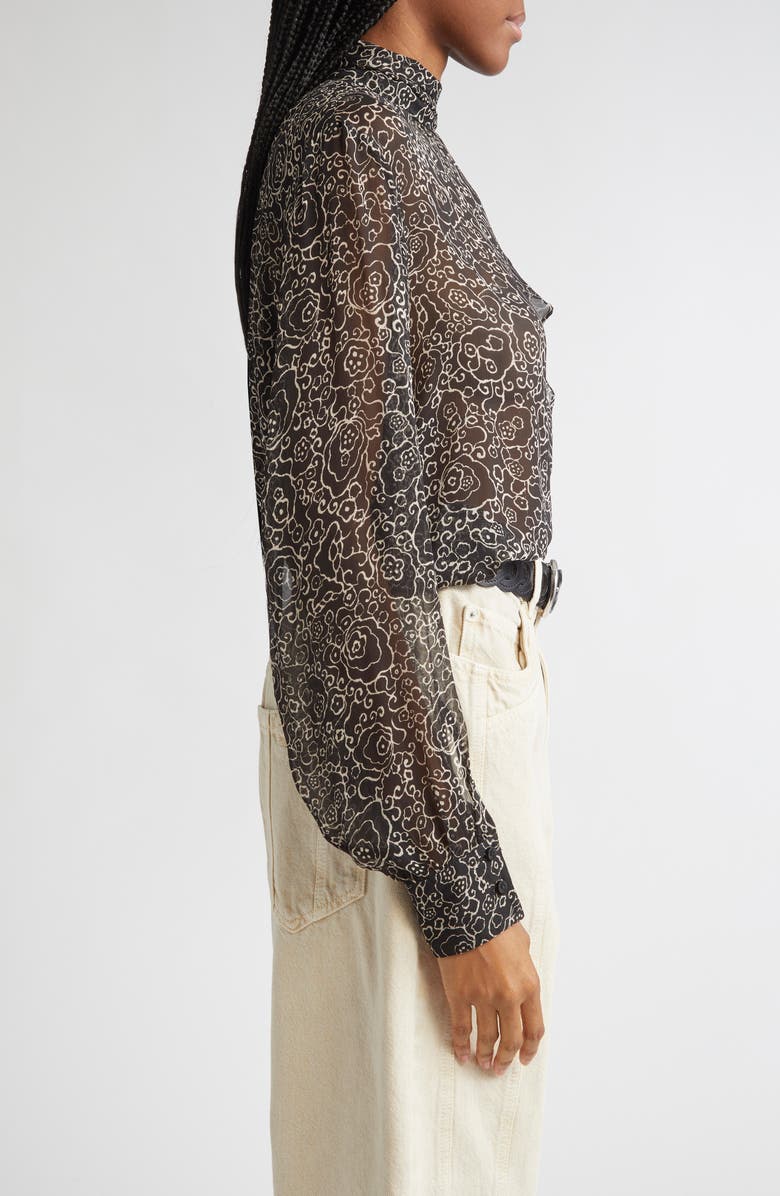 Isabel Marant Étoile Leona Long Sleeve Button-Up Shirt, Alternate, color, Black/ Ecru