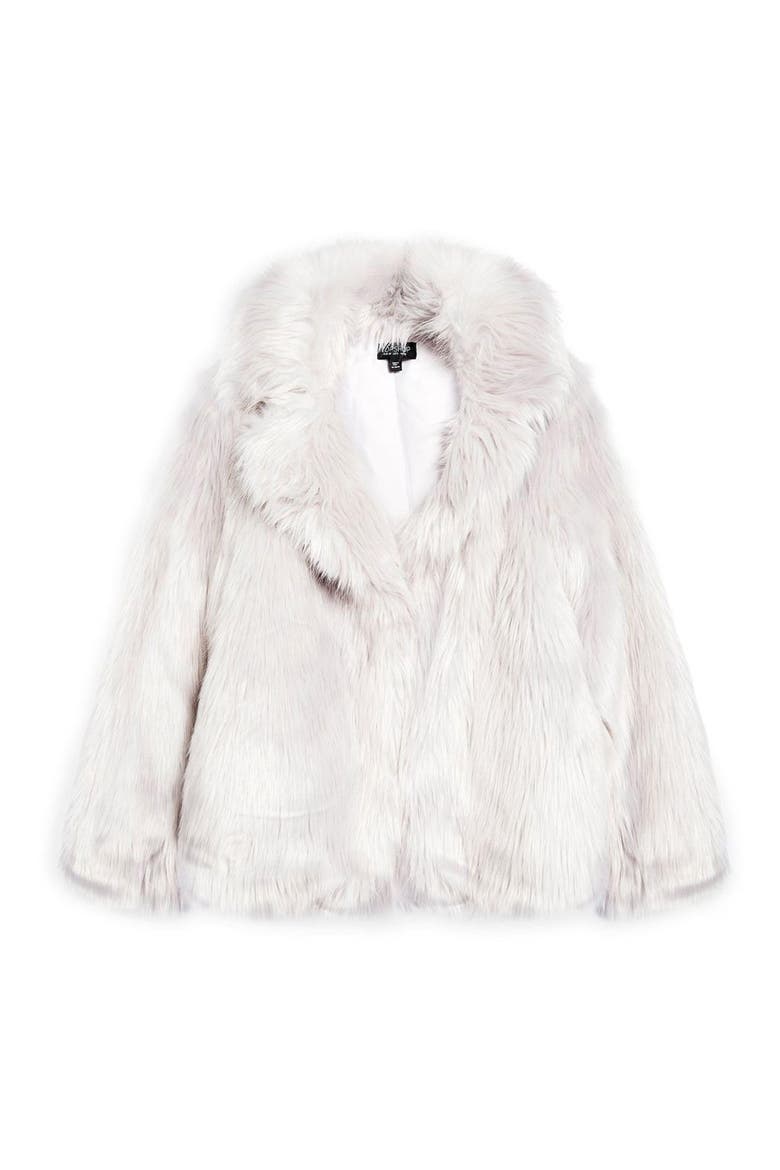 Camille Faux Fur Coat, Alternate, color, LIGHT GREY