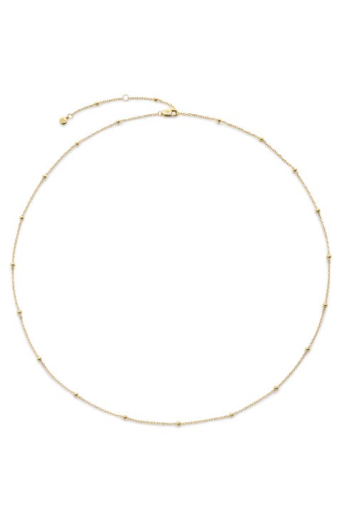 14K Gold Beaded Chain Necklace