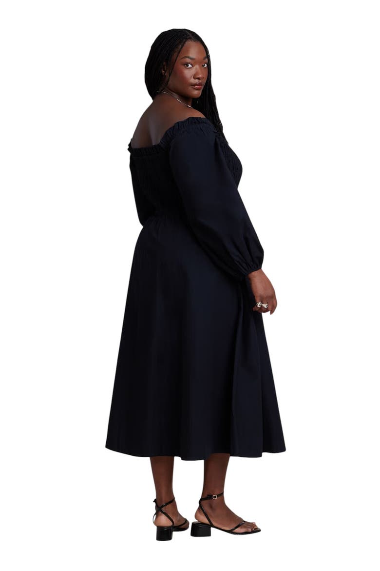 Long Sleeve Smocked Maxi Dress, Alternate, color, BLACK ONYX