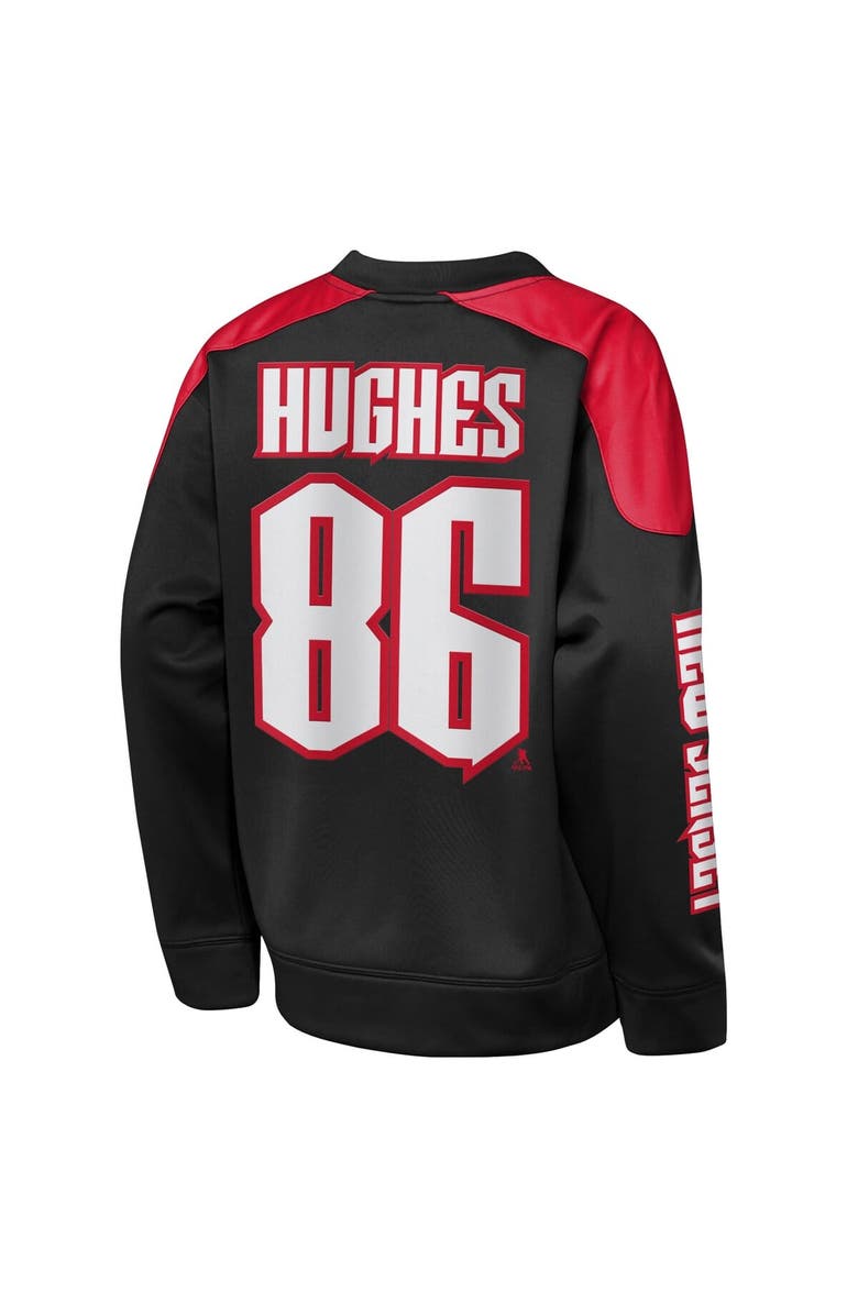 Outerstuff Youth Outerstuff Jack Hughes Black New Jersey Devils Best Defense Name & Number Crewneck Sweatshirt, Alternate, color, Black